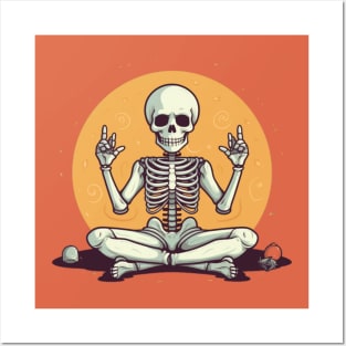 Skelton doing yoga Posters and Art